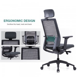 Factory wholesale China Ergonomic Computer Manager Director Executive Mesh High-Back 3D Armrest Swivel Office Chair