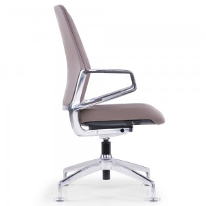 Brown Leather Conference Chair without Wheels
