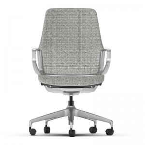 Grey Fabric Conference Chair without Wheels