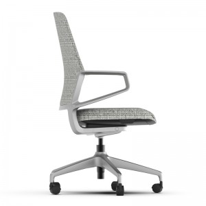 Grey Fabric Conference Chair without Wheels