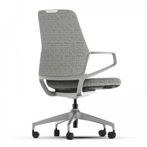Grey Fabric Conference Chair without Wheels