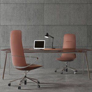 High Back Brown Leather Office Chair