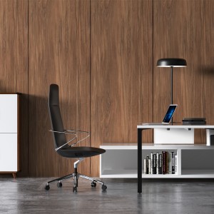 Foshan Furniture High-Back Black Leather Chair