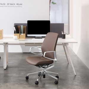 Mid Back Luxury Design Full Leather Home Executive Swivel Office Chair