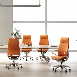 Goodtone Furniture Arico Office Chair Tan Leather High Back Executive Office Meeting Chair