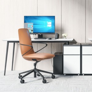 Foshan Factory Mid Back Reclining Luxury Leather Office Chair