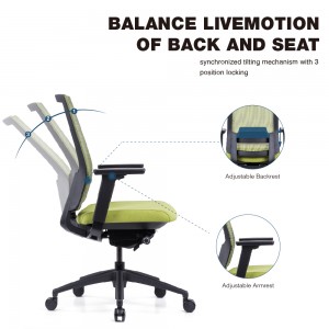 Fashion Design Green Mid Back Office Fabric Chair for Staff