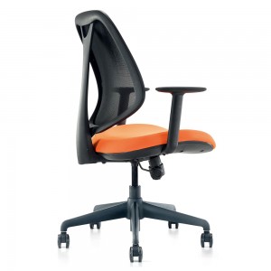 Grey Mesh Back Orange Fabric Cushion Ergoromic Office Chair
