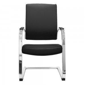 Black Real Leather Office Meeting Chair