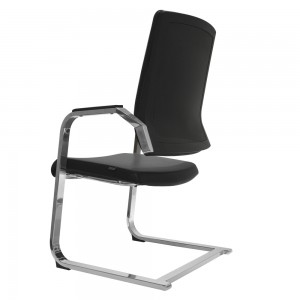 Leather Bow Shape Metal Visitor Conference Chair