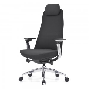 Black Fabric Executive Office Chair with built-in Adjustable Headrest