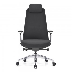 Black Fabric Executive Office Chair with built-in Adjustable Headrest
