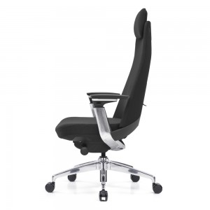 Black Fabric Executive Office Chair with built-in Adjustable Headrest