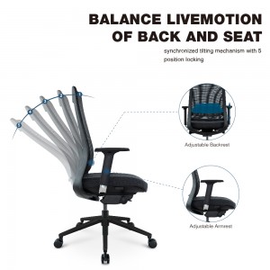 Comfortable Back Support Mesh Ergonomic Office Chair with 4D Armrest