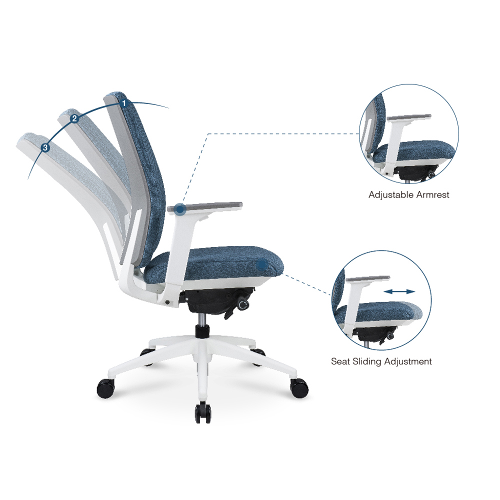 OEM/ODM Factory Executive Swivel Chair -
 Goodtone Ergonomic Office Chair – Mid Back Desk Chair with Adjustable Lumbar Support & 3D Armrest with Sliding Seating – GOODTONE