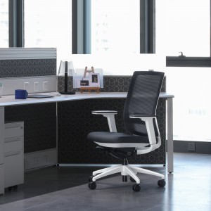 Black White Nylon Quality Fabric Staff Mid Back Office Chair