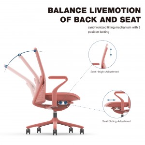 China Supplier Price Home Use Office Chair Work Pink Fabric Ergonomic Chic Desk Office Chair