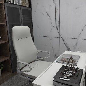 Grey Leather High Back Office Swivel Chair